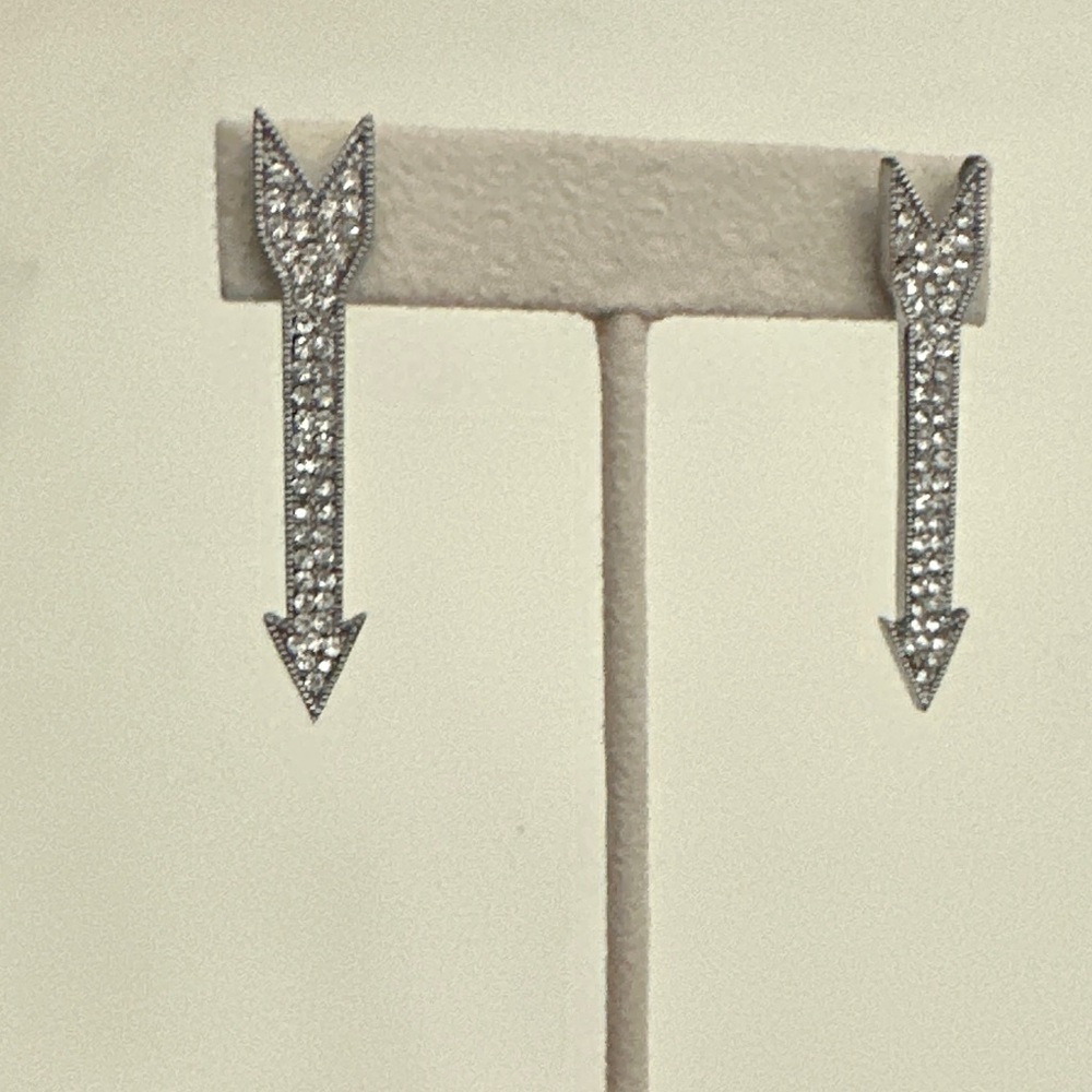 Silver & Crystal Arrow Statement Earrings Festival Jewelry